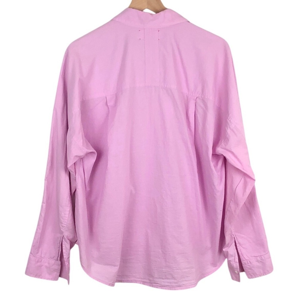XIRENA Button Up Shirt Women's Sz L Orchid Pink 100% Cotton Poplin Oversized L/S - Picture 2 of 12